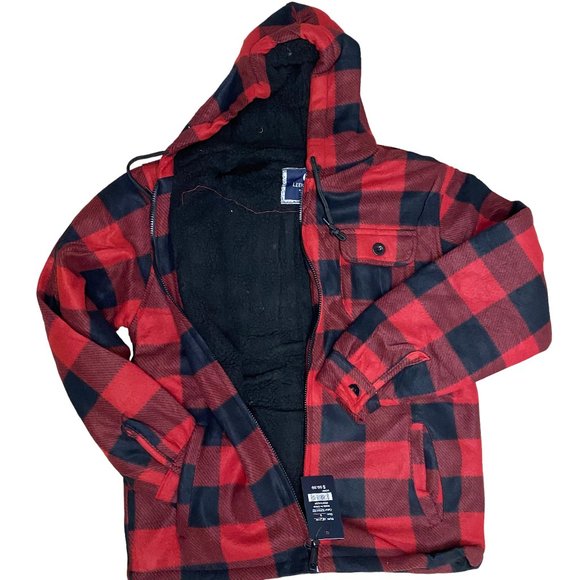 MEN'S NEW FLANNEL LIGHT JACKET IN RED - Picture 2 of 5